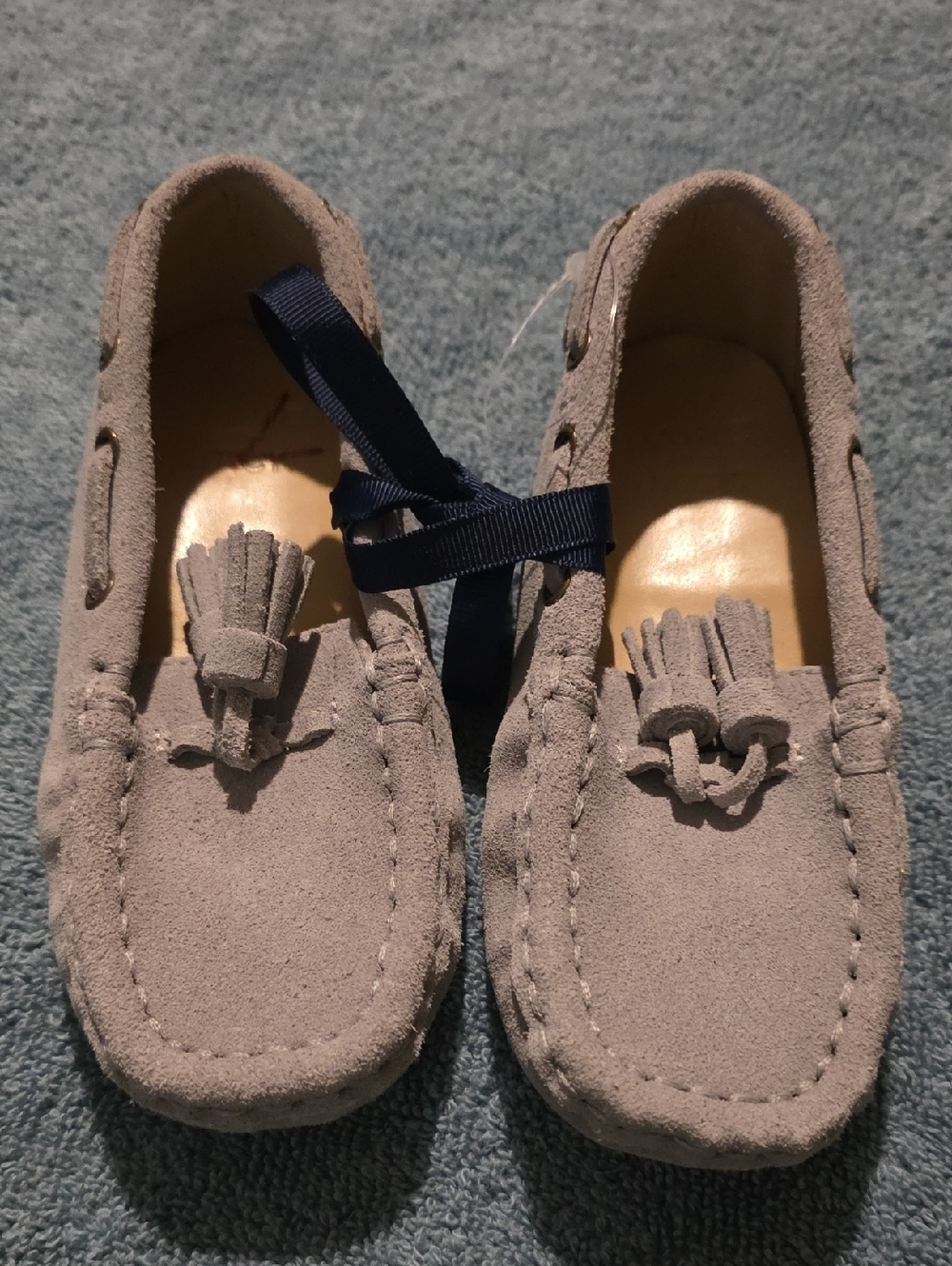 Janie and Jack Gray Suede Tassel Moccasins